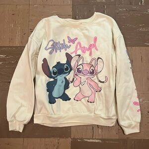 Disney Cream Sweatshirt with Stitch and Angel Design